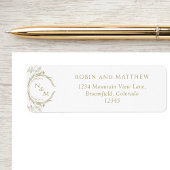 Elegant Champagne Monogram Wedding Return Address Etiket