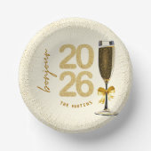 Elegant Champagne New Year Eve Paper Plate Papieren Kommen (Voorkant)