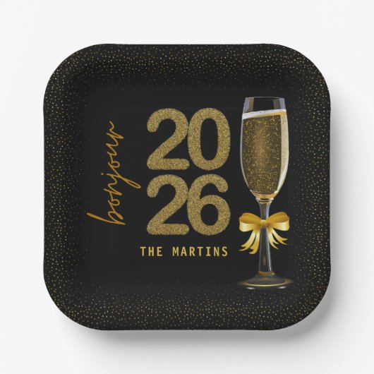 Elegant Champagne New Year's Eve Papieren Bordje (Voorkant)