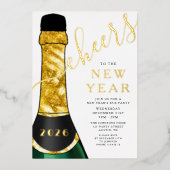 Elegant Champagne New Year's Eve Party Folie Uitnodiging (Voorkant)