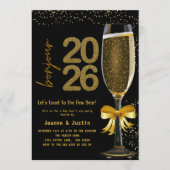 Elegant Champagne New Year's Eve Party Invitation Kaart (Voorkant)