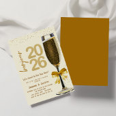 Elegant Champagne New Year's Eve Party Invitation Kaart