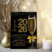 Elegant Champagne New Year's Eve Party Invitation Kaart