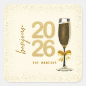 Elegant Champagne New Year's Eve Vierkante Sticker (Voorkant)