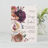 Elegant Champagne Paars en Rosewood Wedding Kaart (Staand voorkant)