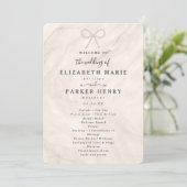 Elegant Champagne Pearl Bow Wedding Ceremony Programmakaart (Staand voorkant)