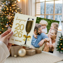 Elegant Champagne Photo New Year's Eve Feestdagenkaart