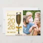 Elegant Champagne Photo New Year's Eve Feestdagenkaart (Voorkant)