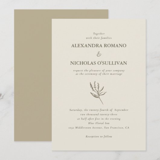 Elegant Champagne Romantic Wedding Kaart (Voorkant / Achterkant)