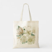 Elegant Champagne Roos Floral Monogram Weddenschap Tote Bag (Achterkant)