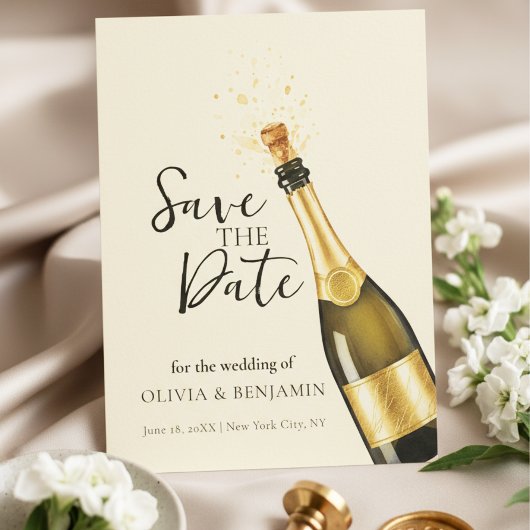 Elegant Champagne Save the Date Wedding Kaart
