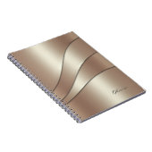 Elegant Champagne Shimmer Waves Pattern met Name Notitieboek (Rechterzijde)
