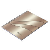 Elegant Champagne Shimmer Waves Pattern met Name Notitieboek (Linkerzijde)