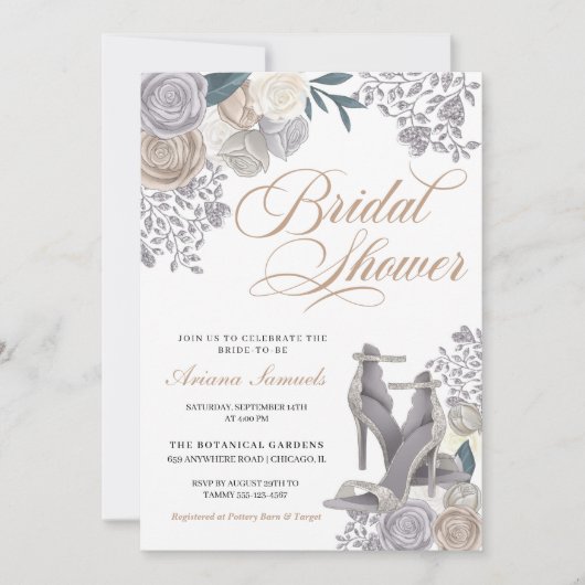 Elegant Champagne Silver Vrijgezellenfeest Shoes Kaart (Voorkant)