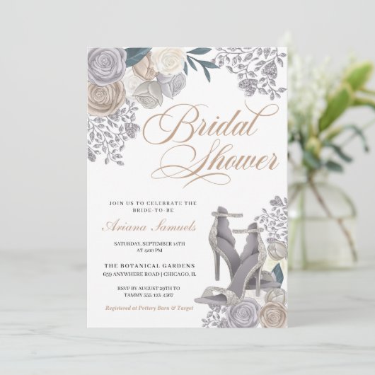 Elegant Champagne Silver Vrijgezellenfeest Shoes Kaart (Staand voorkant)