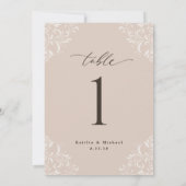 Elegant Champagne Tan 5x7 Wedding Table Numbers Kaart (Achterkant)