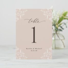Elegant Champagne Tan 5x7 Wedding Table Numbers Kaart