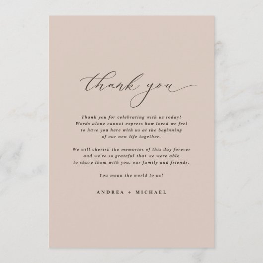 Elegant Champagne Tan Classic Wedding Menu (Achterkant)