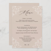 Elegant Champagne Tan Classic Wedding Menu (Voorkant / Achterkant)