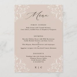 Elegant Champagne Tan Classic Wedding Menu