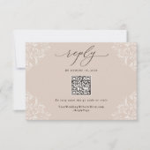 Elegant Champagne Tan Neutral Wedding QR Code RSVP Kaartje (Voorkant)