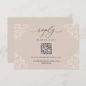 Elegant Champagne Tan Neutral Wedding QR Code RSVP Kaartje (Voorkant / Achterkant)