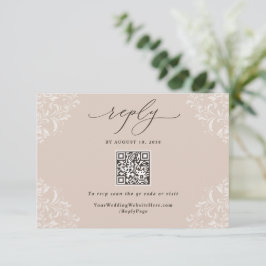 Elegant Champagne Tan Neutral Wedding QR Code RSVP Kaartje