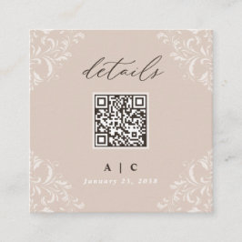 Elegant Champagne Tan QR Code Weddenschap Details Informatiekaartje