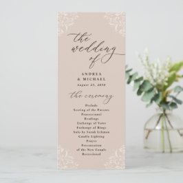 Elegant Champagne Tan Vintage Wedding Programs Programmakaart