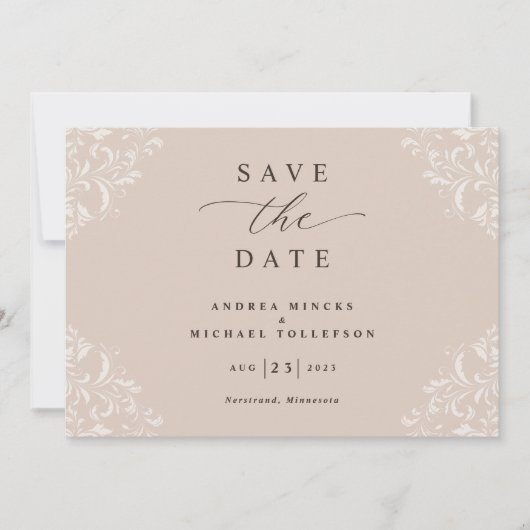 Elegant Champagne Tan Wedding  Save The Date (Voorkant)