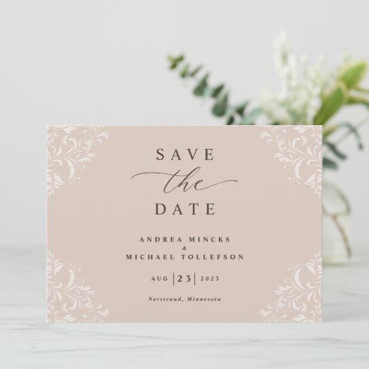 Elegant Champagne Tan Wedding  Save The Date (Staand voorkant)