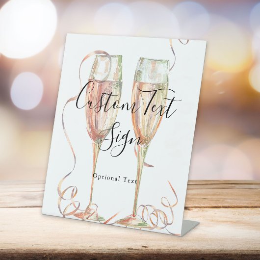 Elegant Champagne teken Reclamebord Met Voetstuk