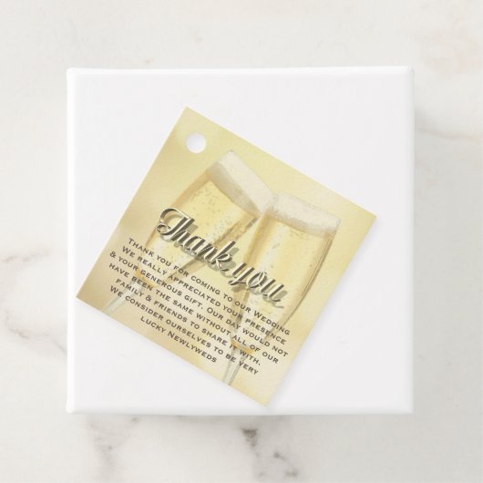 Elegant Champagne Toast Photo Weddenschap Hartelij Bedankjes Labels (In situ)