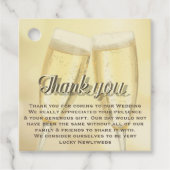 Elegant Champagne Toast Photo Weddenschap Hartelij Bedankjes Labels (Voorkant)