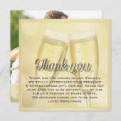 Elegant Champagne Toast Photo Weddenschap Hartelij Notitiekaartje (Voorkant / Achterkant)