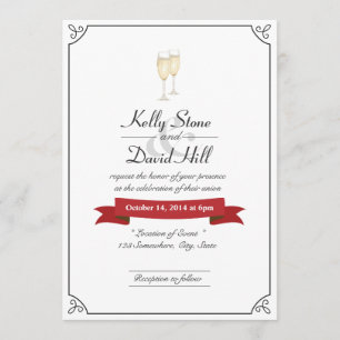 Elegant Champagne Toast Wedding Invitations Kaart