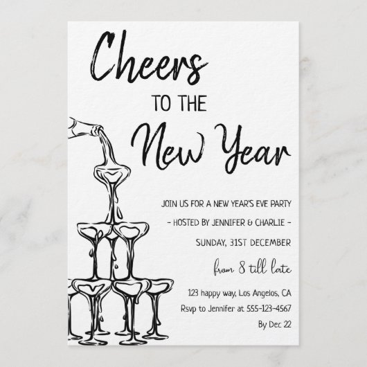Elegant Champagne Tower New Year’s Eve Party       Kaart (Voorkant)