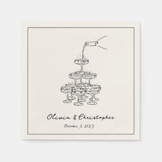 Elegant Champagne Tower Schets Custom Servet (Voorkant)