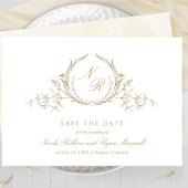 Elegant Champagne Waterverf Monogram Calligrafie Save The Date