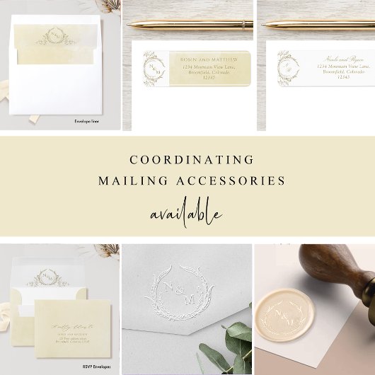 Elegant Champagne Waterverf Monogram Save The Date