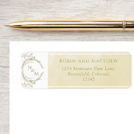 Elegant Champagne Waterverf Monogram Weddenschap Etiket