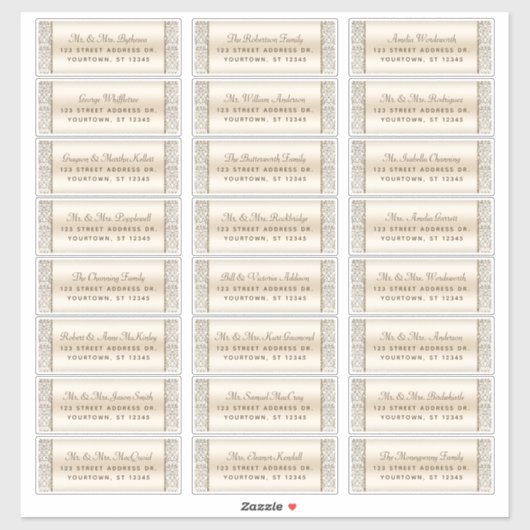Elegant Champagne Wedding Guest Adresetiketten Sticker (Vel)