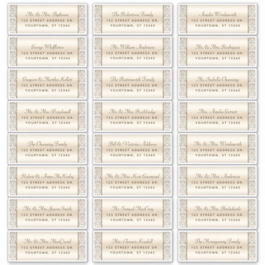 Elegant Champagne Wedding Guest Adresetiketten Sticker (Voorkant)