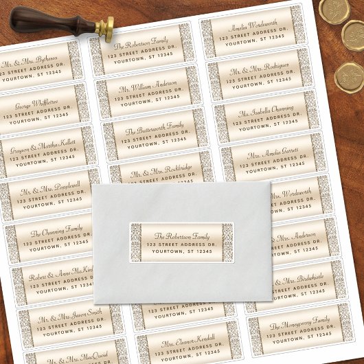 Elegant Champagne Wedding Guest Adresetiketten Sticker