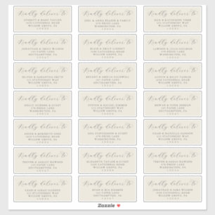 Elegant Champagne Wedding Guest Adresetiketten Sticker