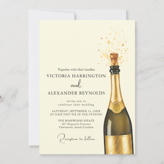 Elegant Champagne Wedding Kaart (Voorkant)