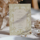 Elegant  Champagne Wit Bloemen Bruiloft Kaart