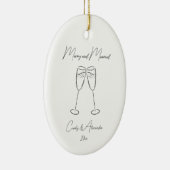 Elegant champagneglas getrouwd verloofd stel keramisch ornament (Rechts)