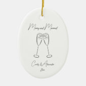 Elegant champagneglas getrouwd verloofd stel keramisch ornament (Voorkant)