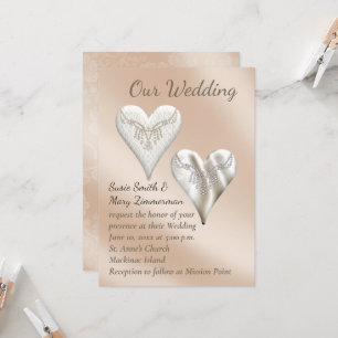 Elegant Champaign en Pearl Gay Wedding Invitation Kaart